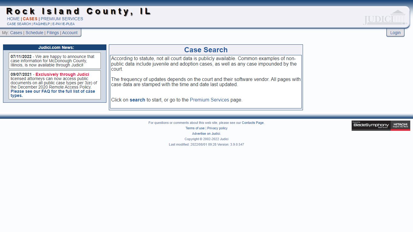 Judici Welcome Page